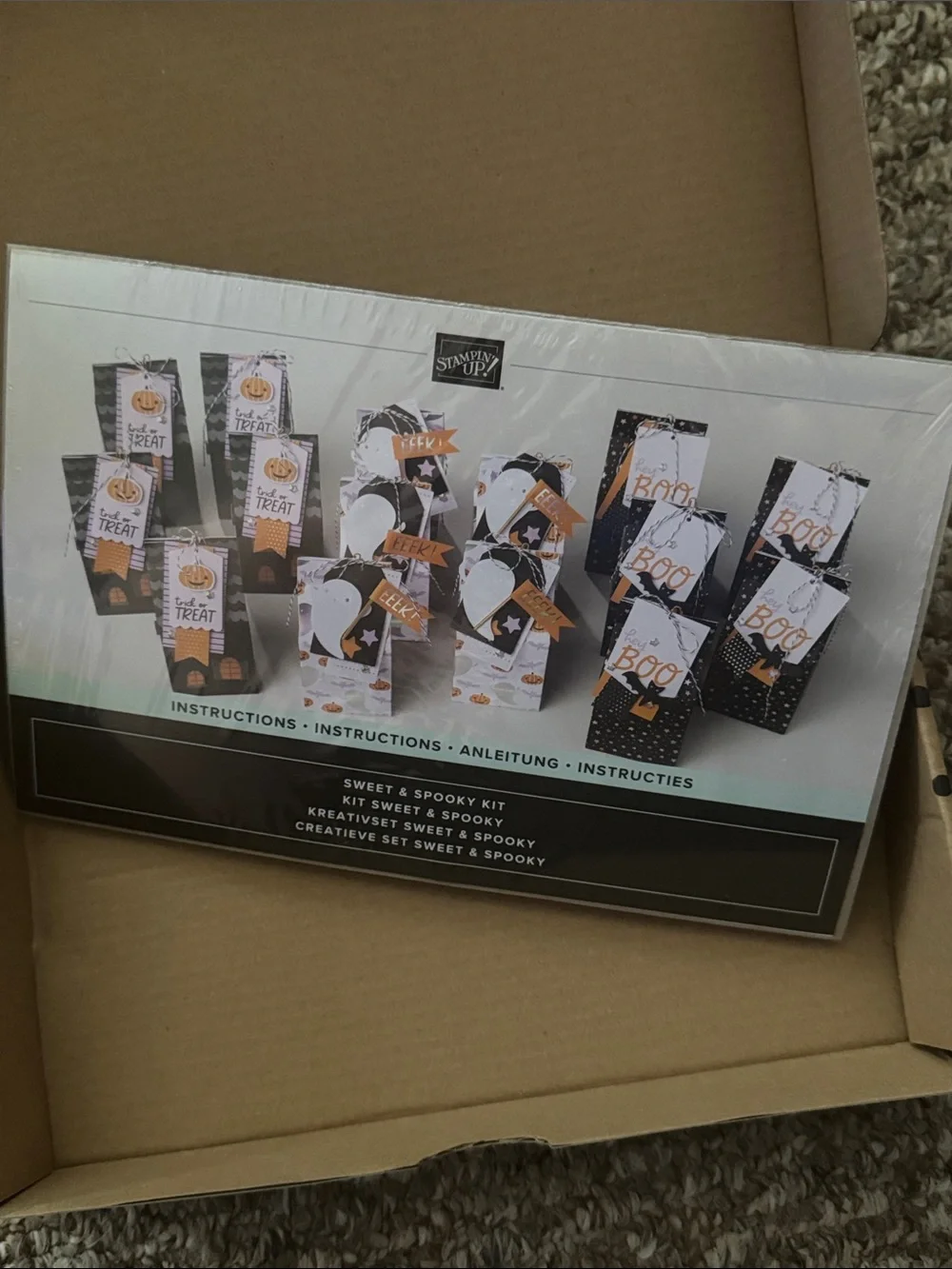 Stampin' Up! Sweet & Spooky Favor Box Kit - Black, White, Orange